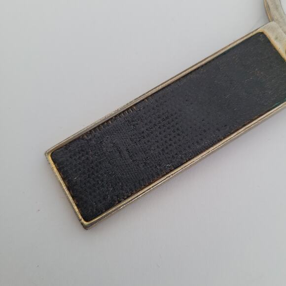 Gucci Key Chain Ring Fob Ring Charm Plate Black Silver Small Keychain Metal Logo - Picture 7 of 7